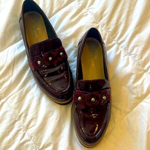 Kate Spade Women’s patent leather burgundy Loafers new without tags